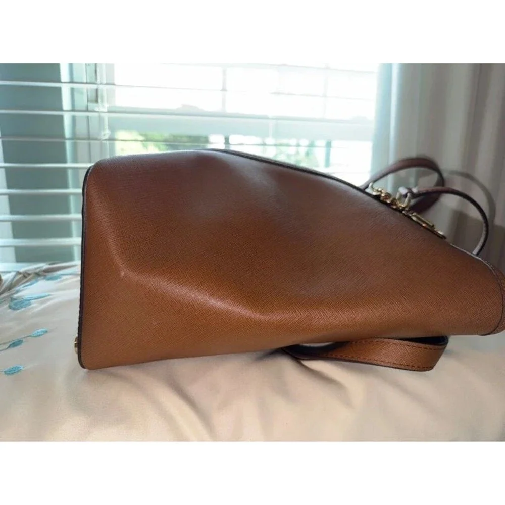 Michael Kors Jet Set Large Saffiano Leather Tote Bag - Luggage Tan